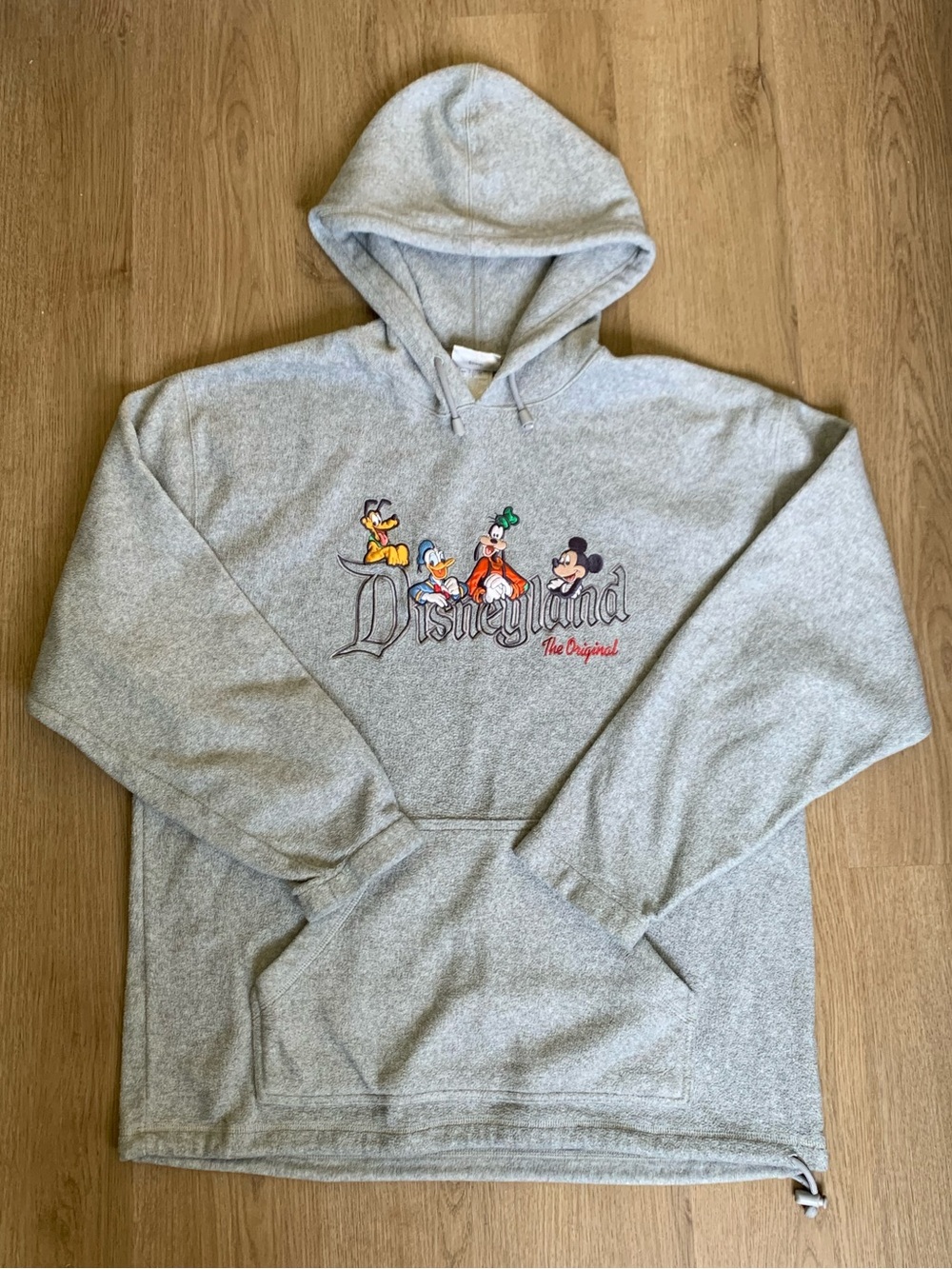 Vintage Disneyland Resort Fleece Sweater Pullover Hood Front Pocket LG 90s Y2K